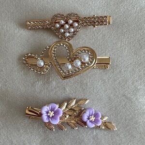 Gold and Purple Hair Clip Set
